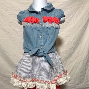 little lass denim 3pc tutu set